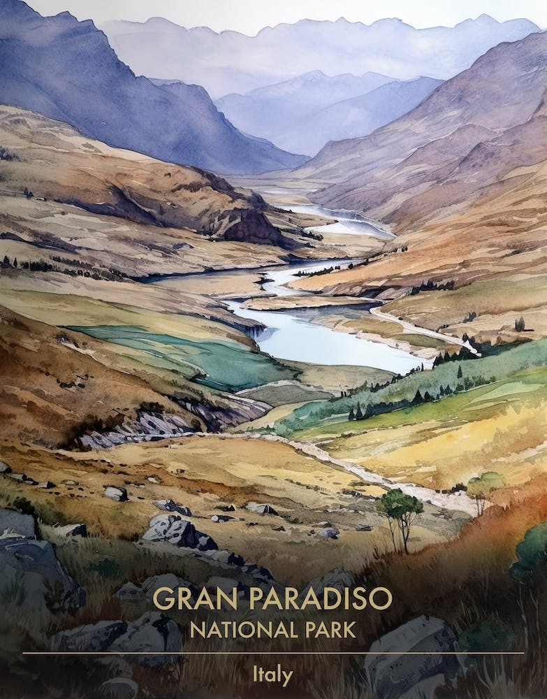 Gran Paradiso National Park Italy Watercolour 4