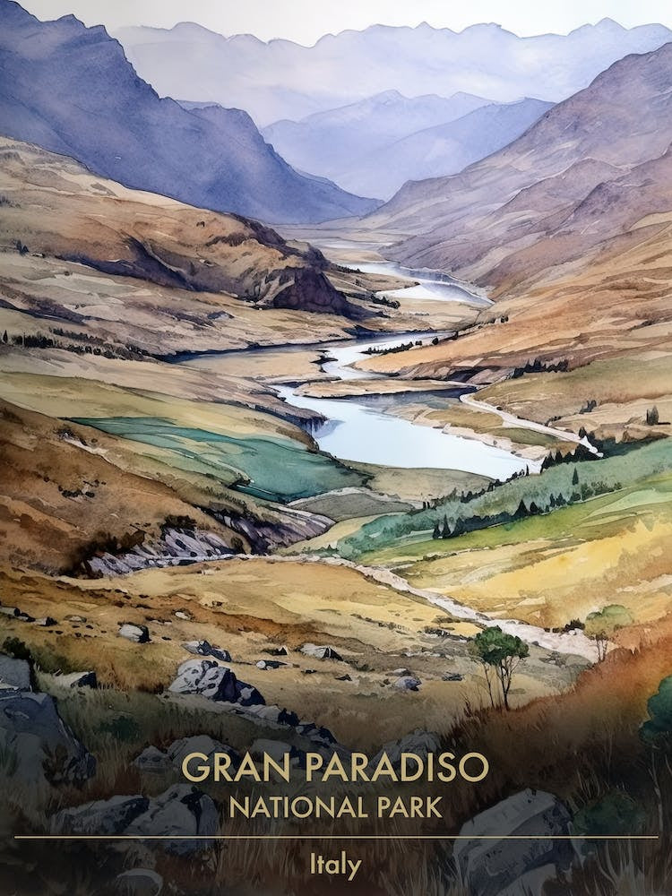 Gran Paradiso National Park Italy Watercolour 4