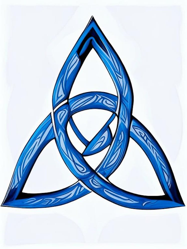 Triquetra Symbol Blue And White Line Drawing