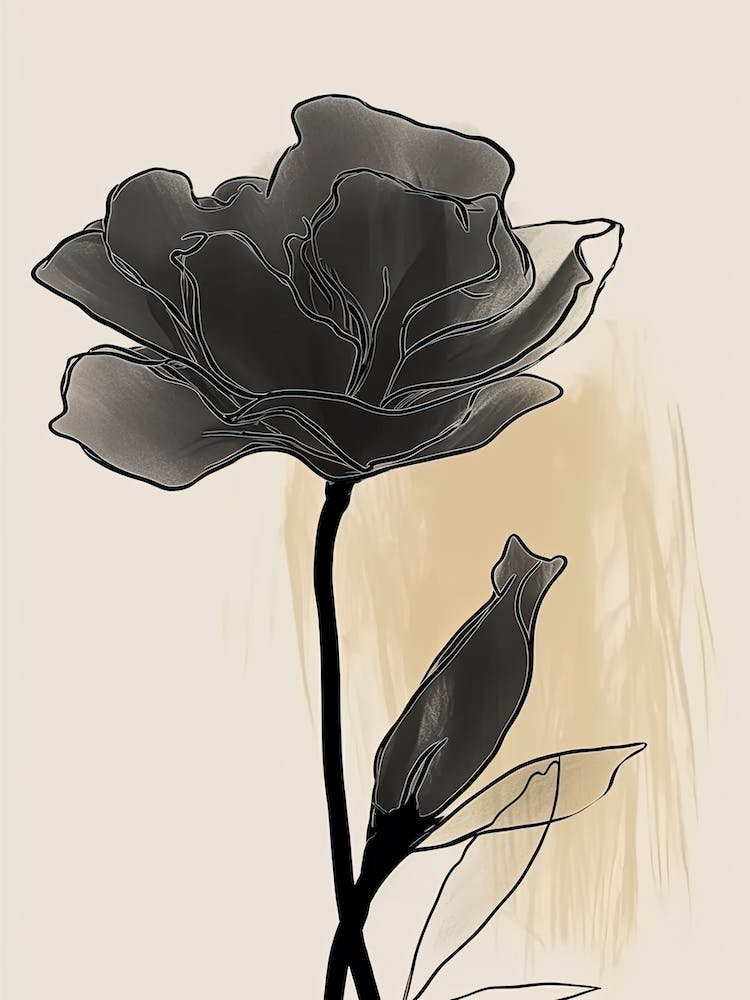 Gladioli Line Art Flowers Illustration Neutral 16