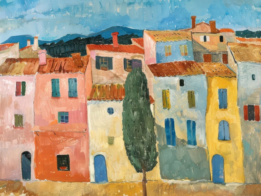 Countryside Serenity Painting Inspired By Paul Cezanne