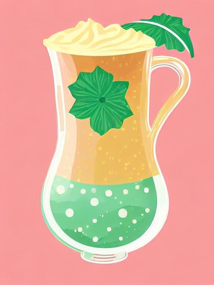 Irish Coffee Retro Pink Cocktail Poster
