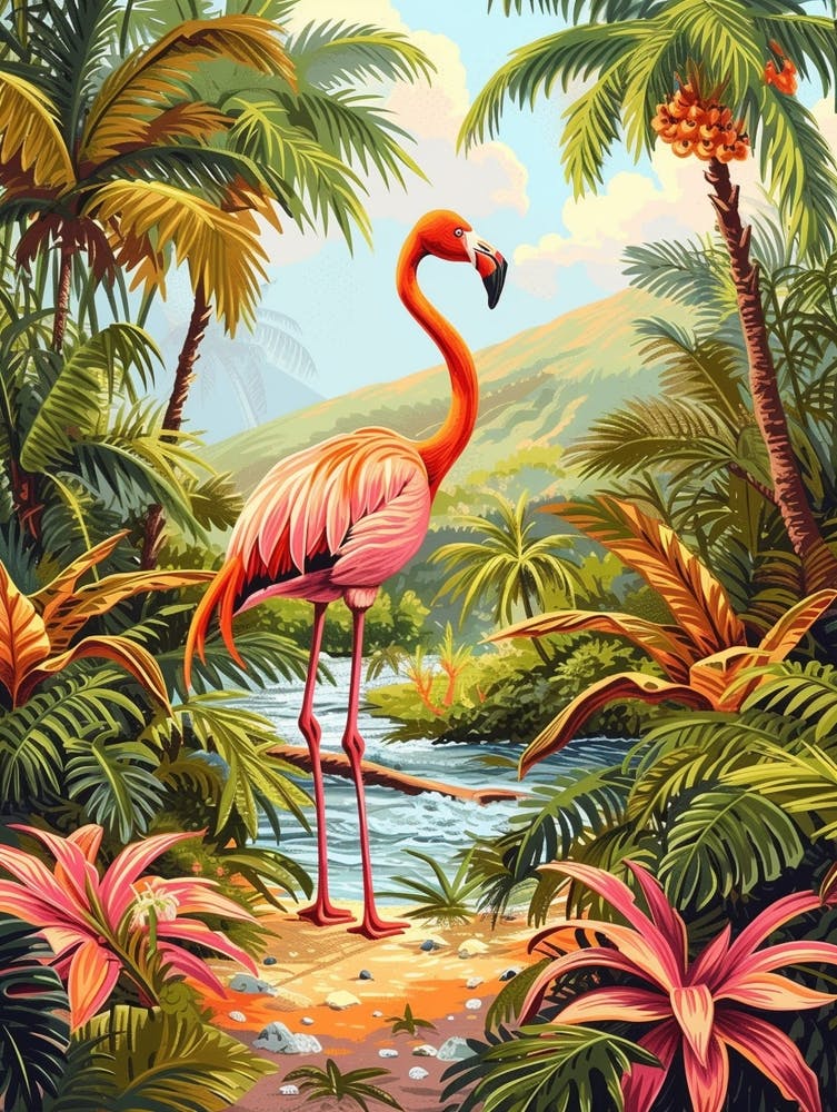 Greater Flamingo Pakistan Tropical Illustration 5
