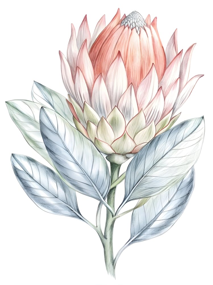 Watercolor Protea Flower