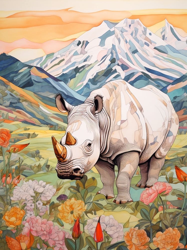 Colourful Patchwork Rhino 2