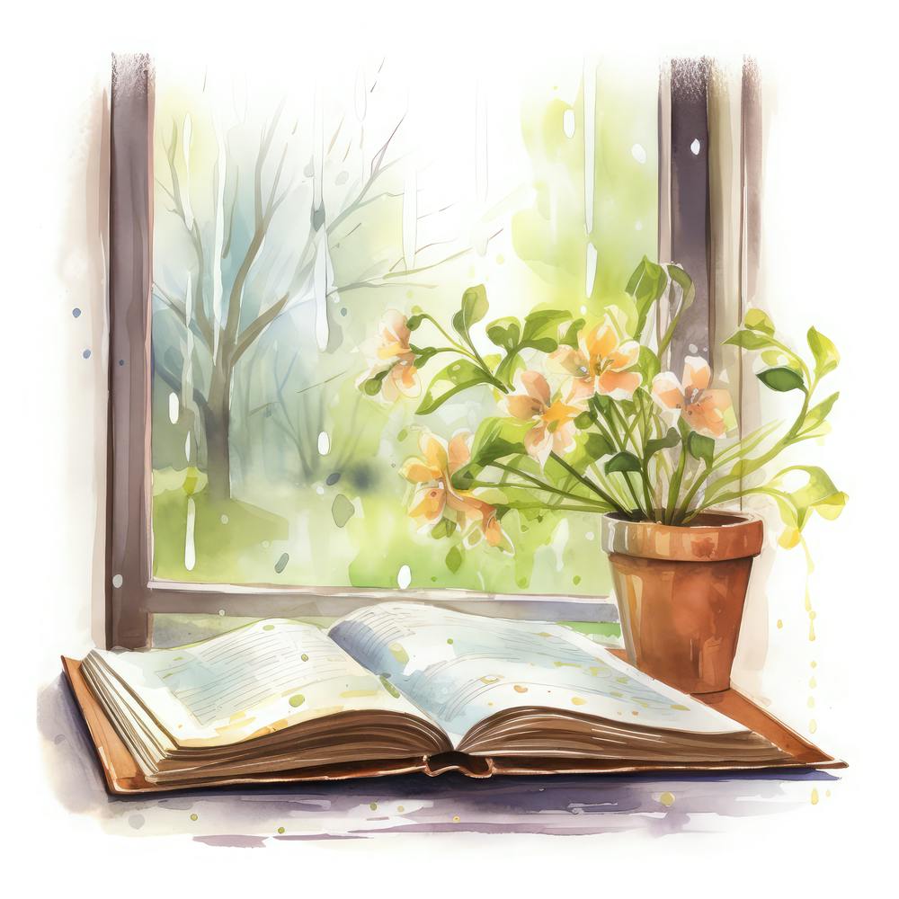 Watercolor Book On The Window