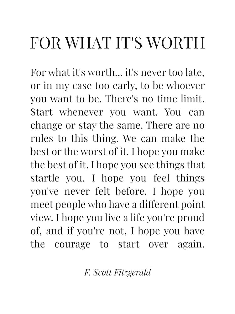 For What It's Worth - F.Scott Fitzgerald