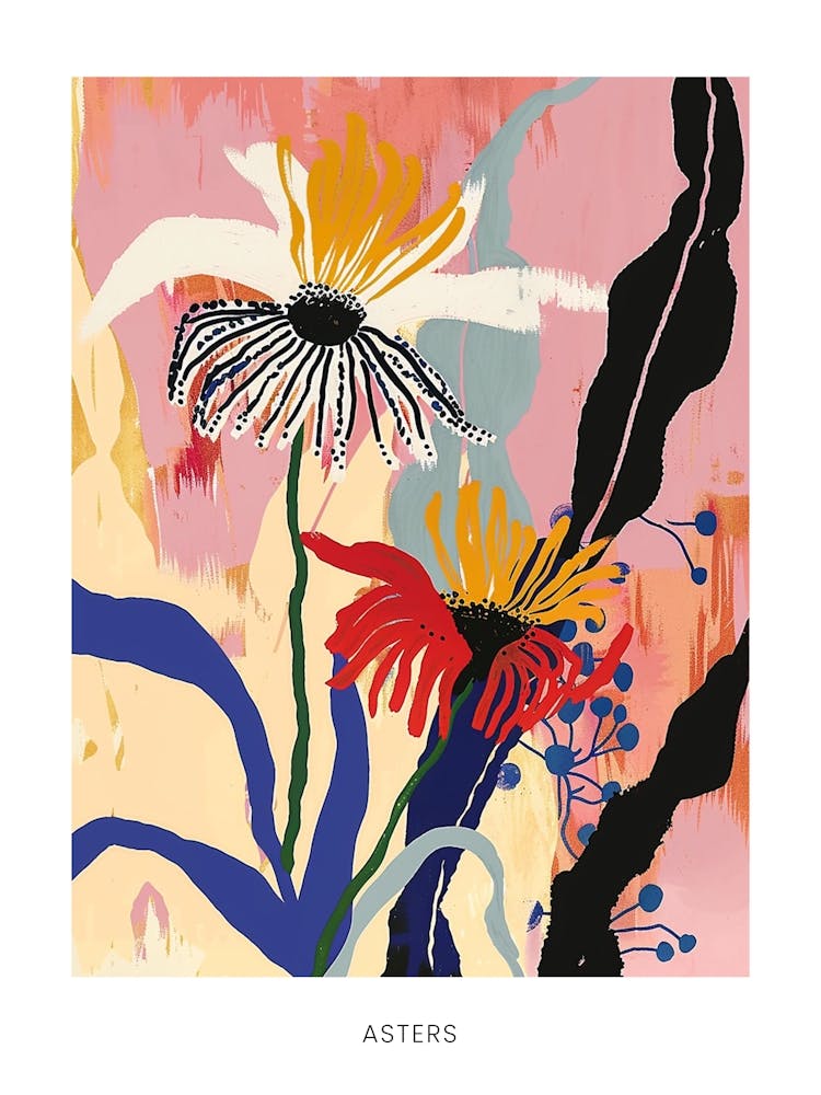 Bunte Blumenillustration Poster – Astern 8