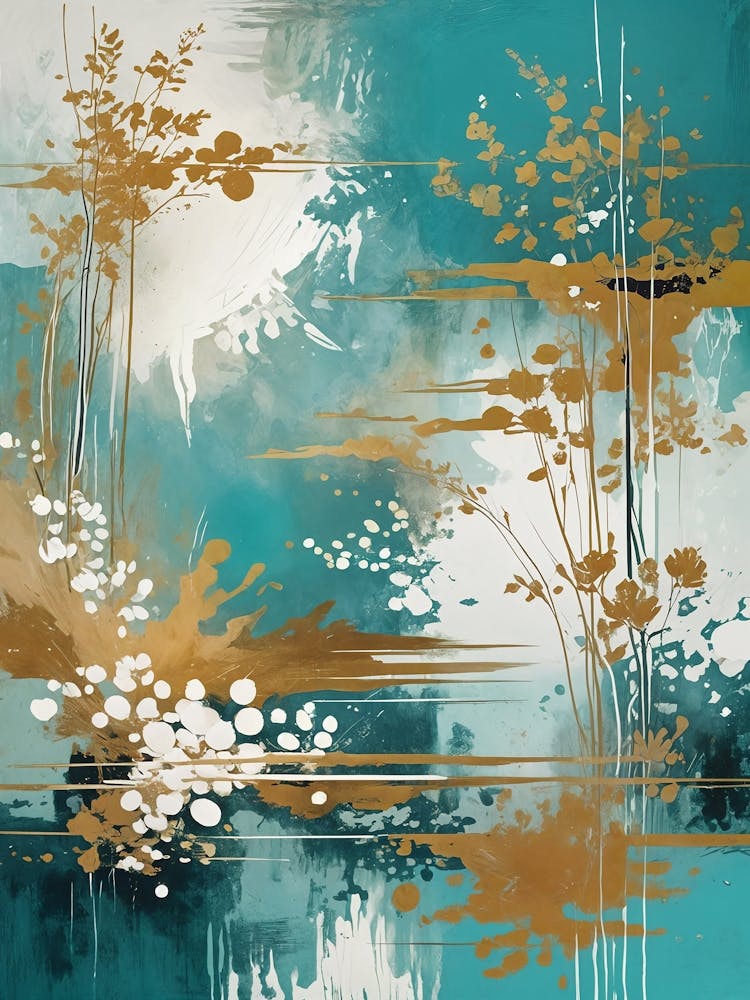 Abstract In Teal And Gold no2