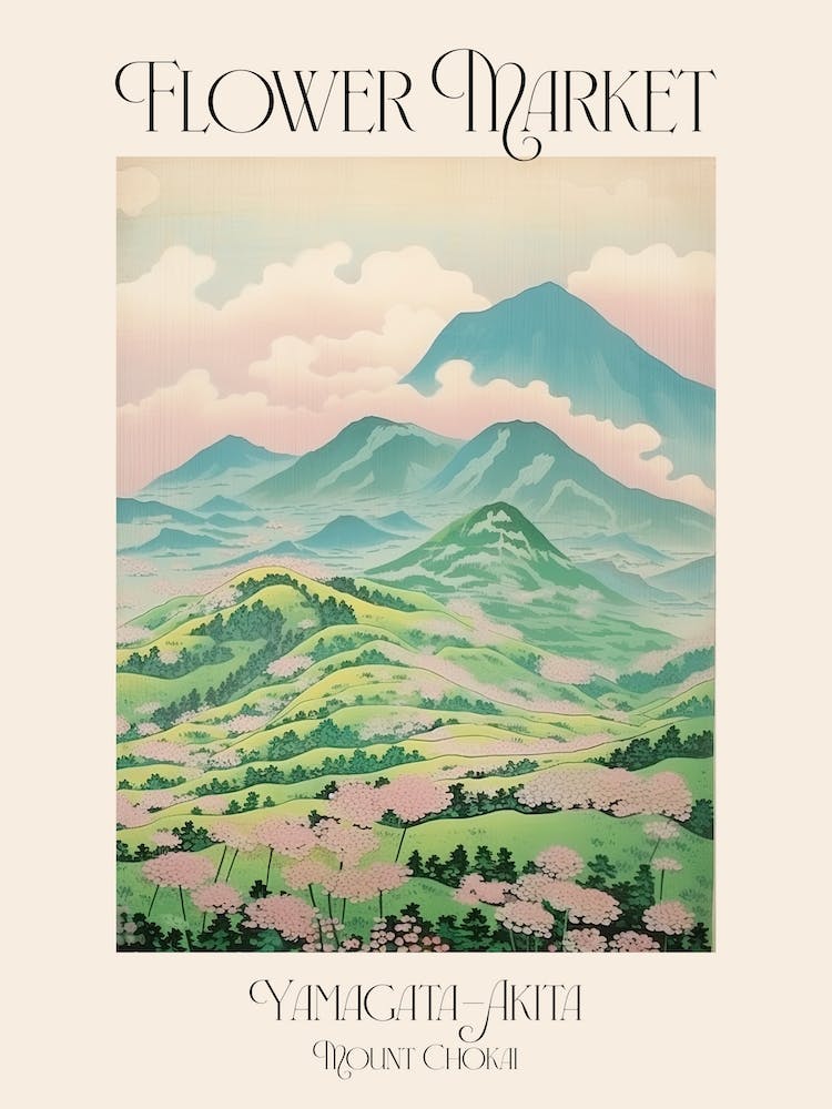 Flower Market Mount Chokai In Yamagata Akita Japanese Landscape 3 Poster
