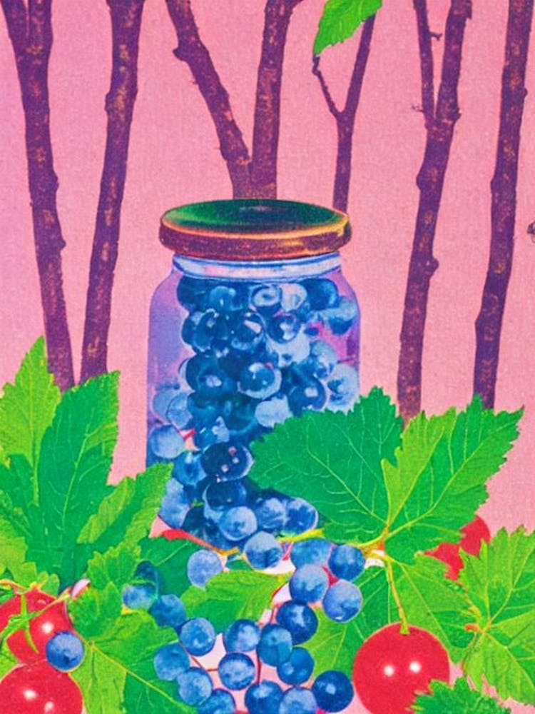Huckleberry Risograph Retro Poster Fruit