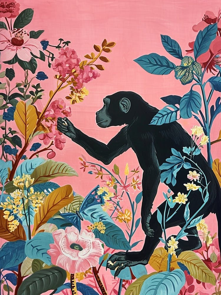 Floral Animal Painting Baboon 2