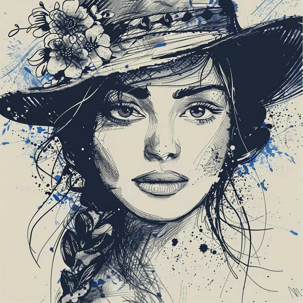 Woman With Hat and Flowers