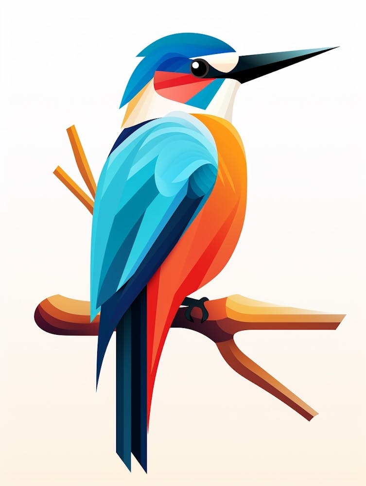 Colourful Geometric Bird Kingfisher 2
