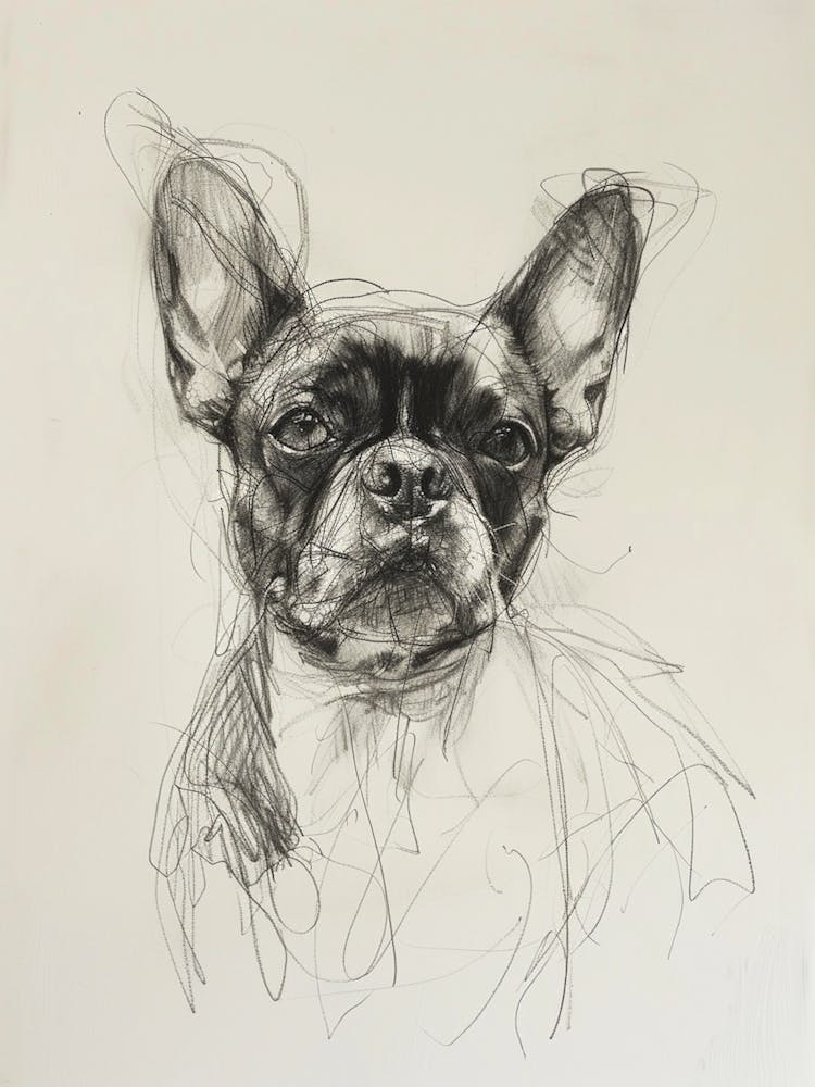 Boston Terrier Dog Charcoal Line 2