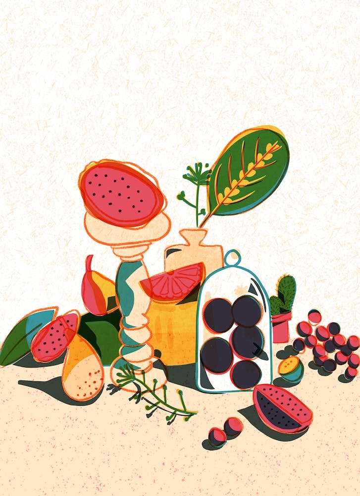 Dragonfruit and plums