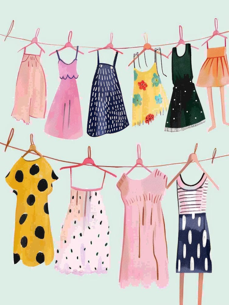 Children'S Clothes Hanging On Clothesline