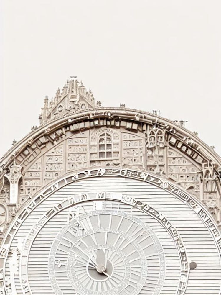 Astronomical Clock Prague Boho Landmark Illustration