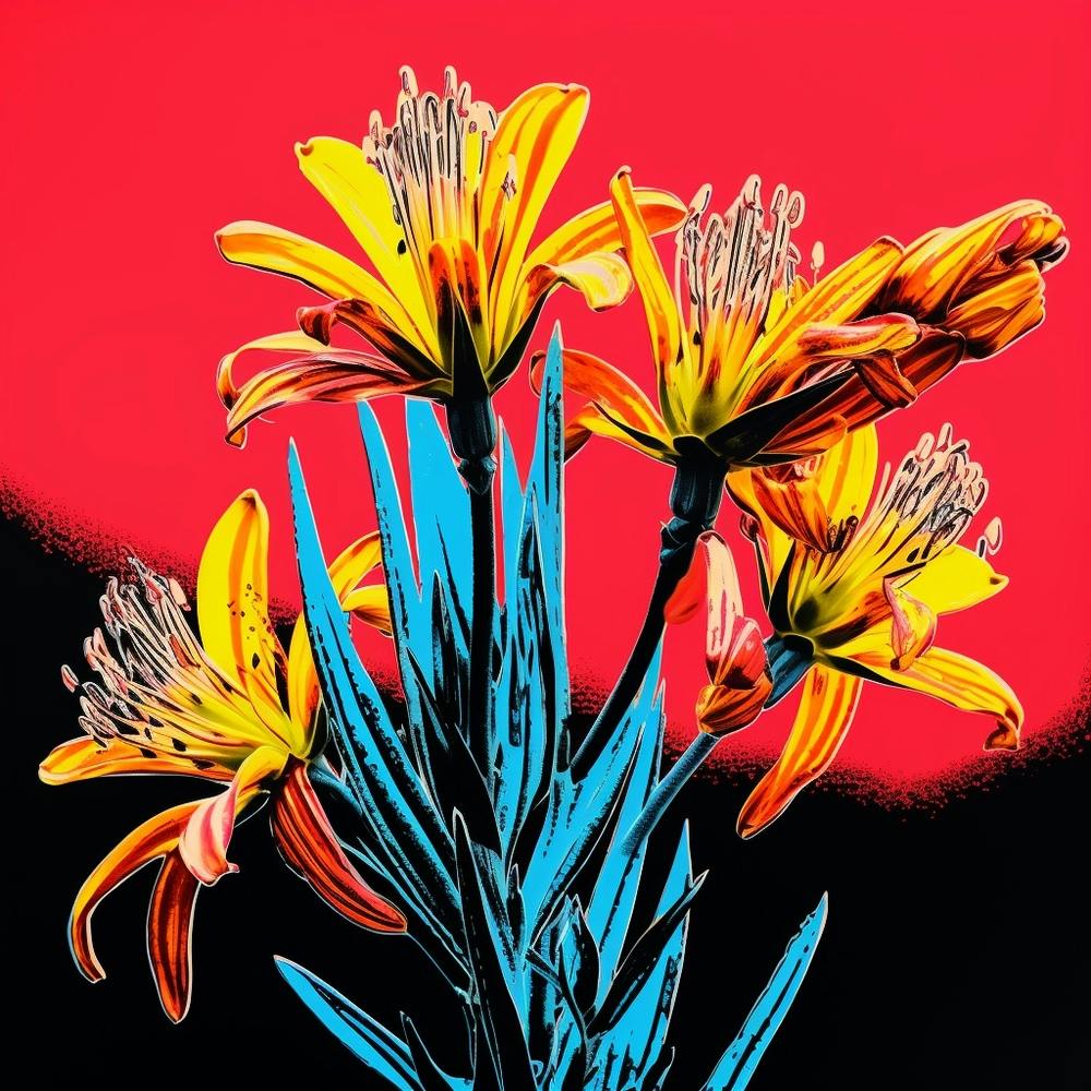 Andy Warhol Style Pop Art Flowers Kangaroo Paw 3 Square