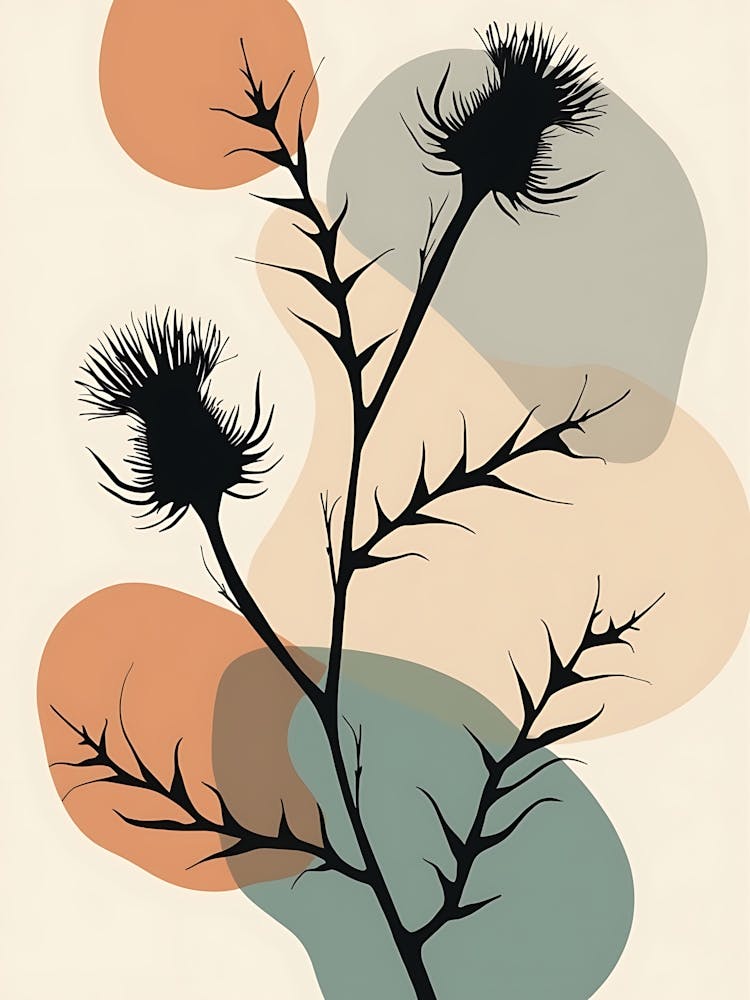 Organic Plant Silhouettes in Gentle Colors