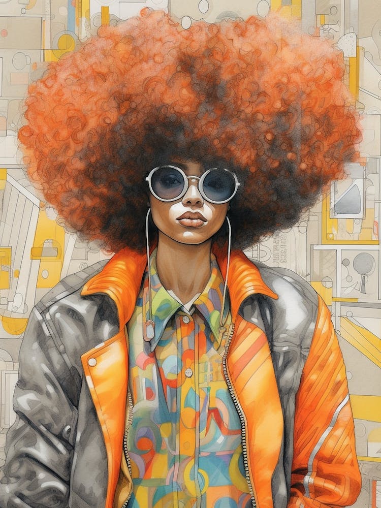 Afro Fashionista Pencil Drawing 2