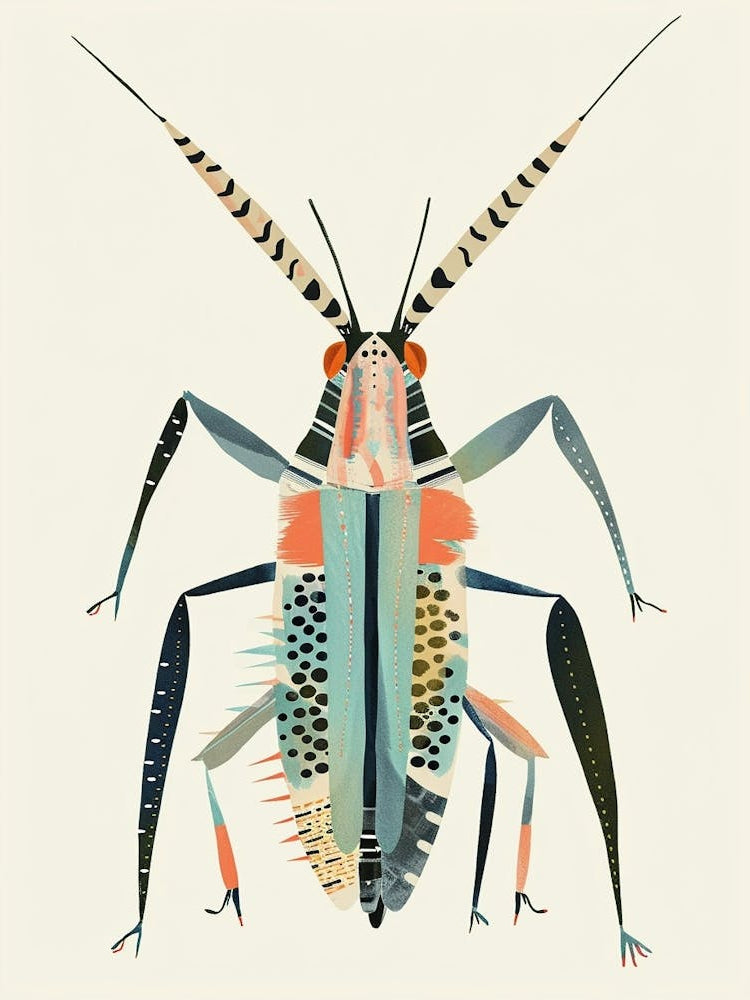 Colourful Insect Illustration Cricket 3