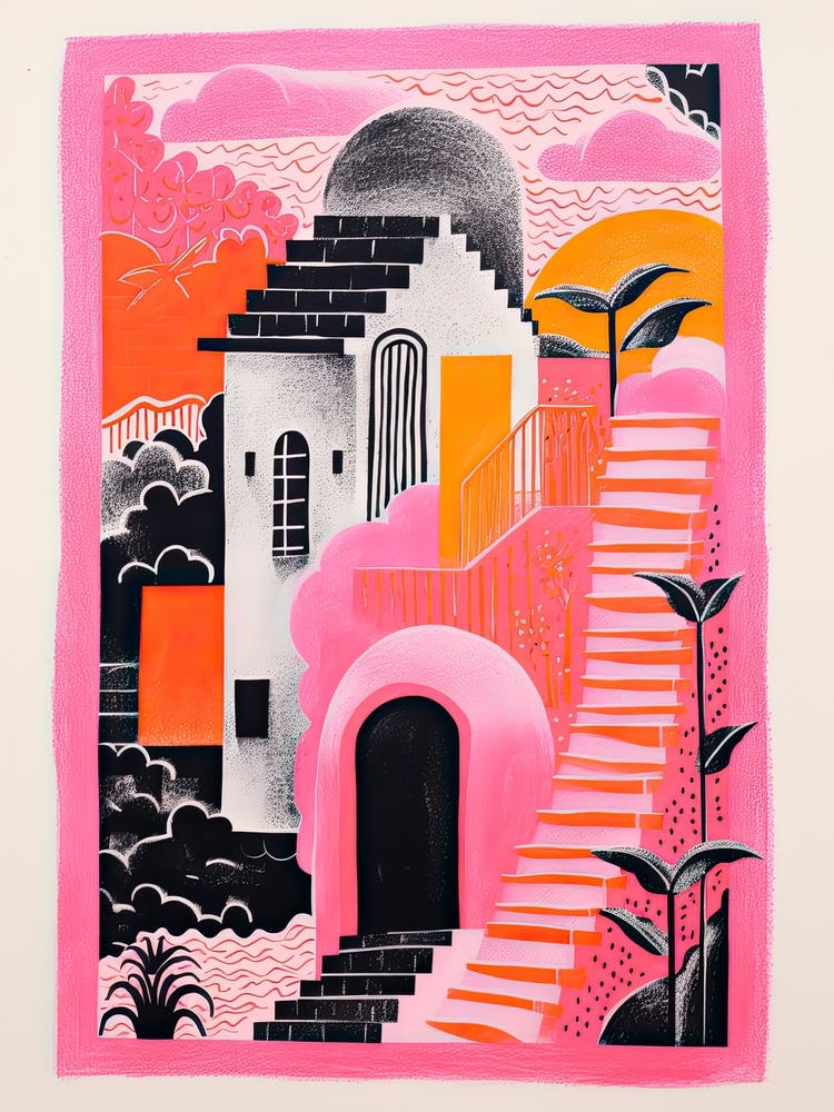 A House In Dubai, Abstract Risograph Style 2