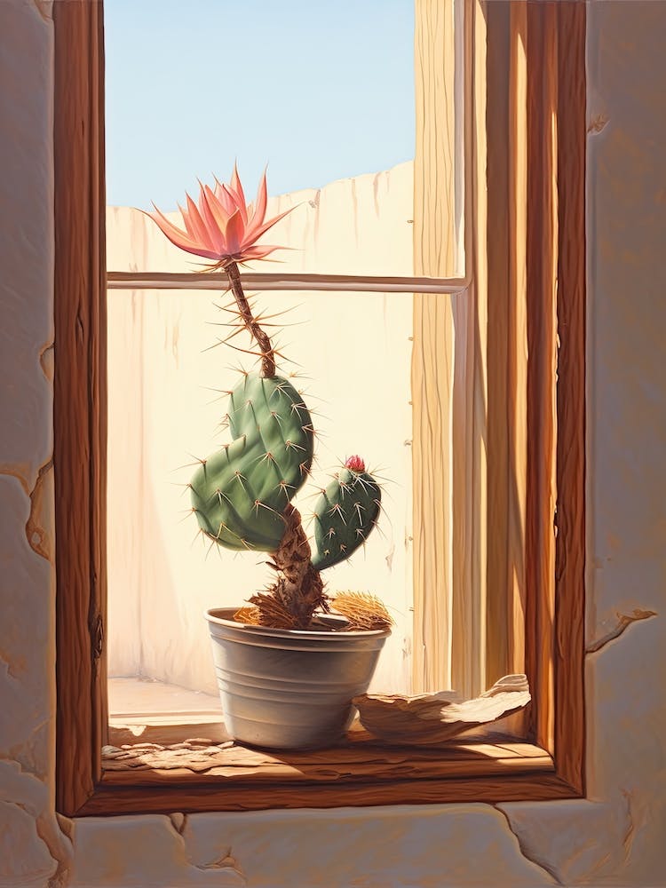 Rat Tail Cactus On A Window  3