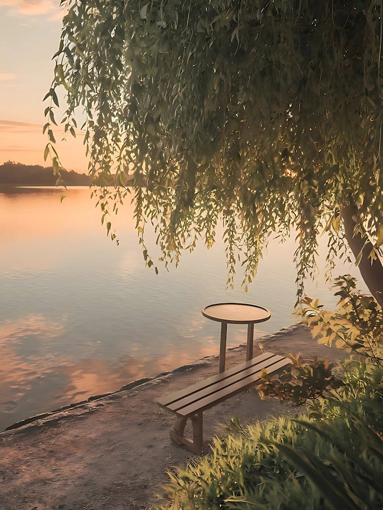 Coucher de Soleil Au Bord du Lac 1