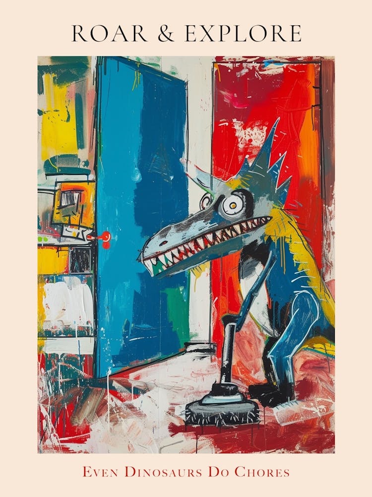 Graffiti Painting Dinosaur Hoovering Poster