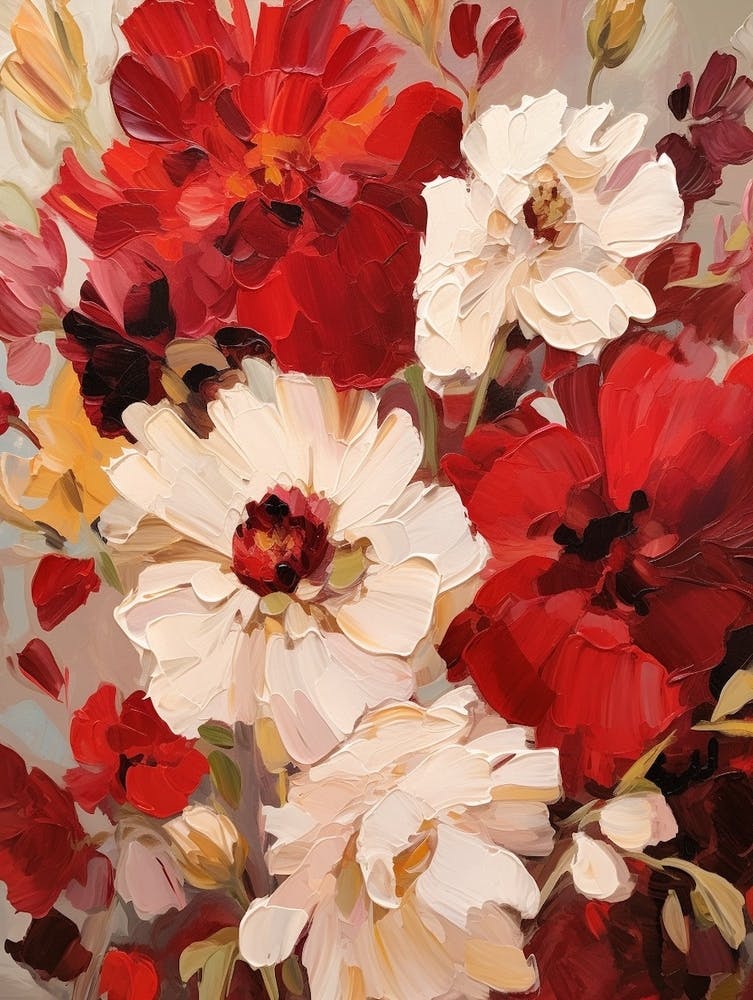 Red Flower Impressionist Painting 1