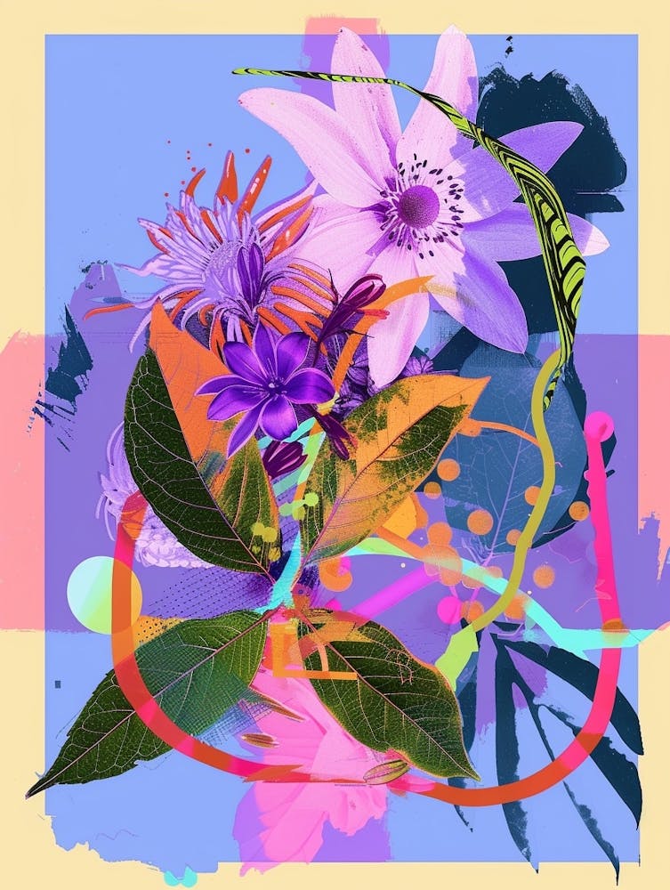 Edelweiß 1 Neon-Blumen-Collage