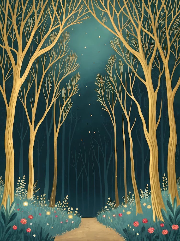 Forest Path At Night