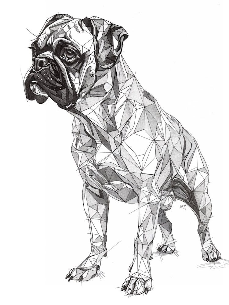 Dog Black & White Line Sketch 4