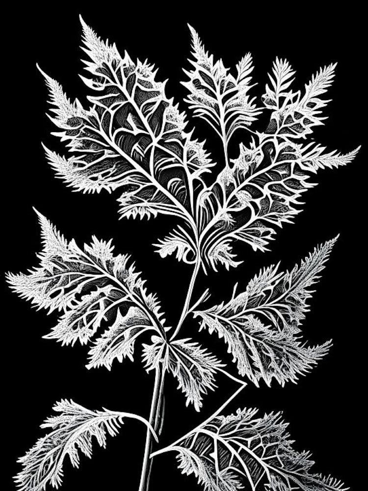 Tansy Leaf Linocut 1