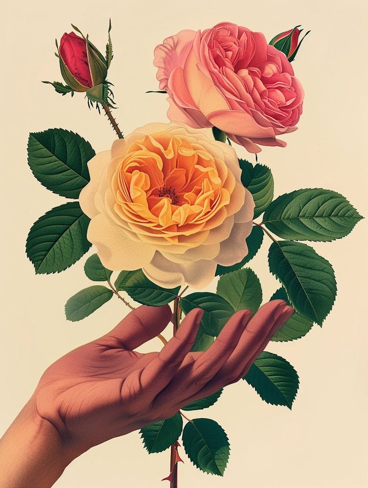 English Roses Painting Rose In A Hand 2