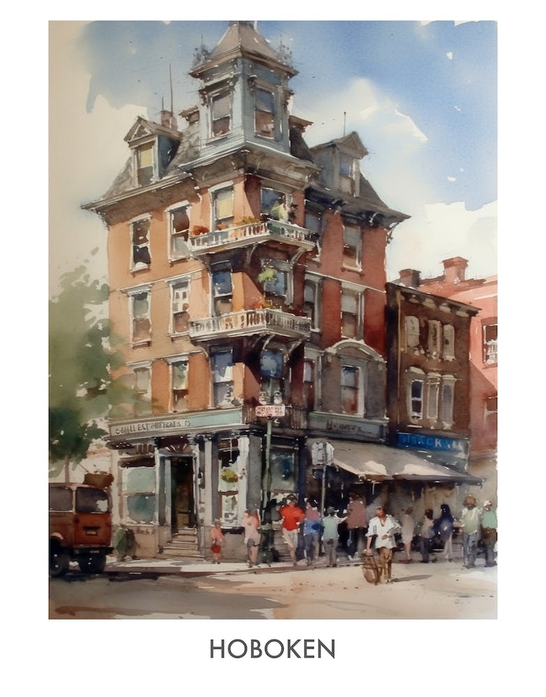 Hoboken Watercolor 1travel Poster