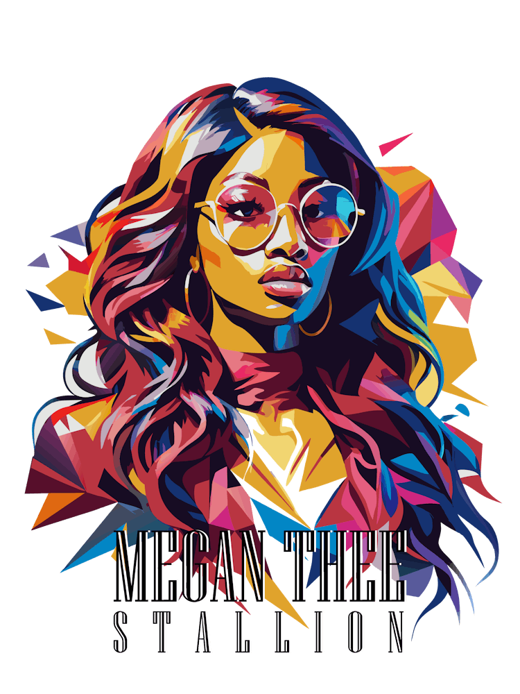Megan Thee Stallion 03 Portrait Music Icon Style WPAP Pop Art