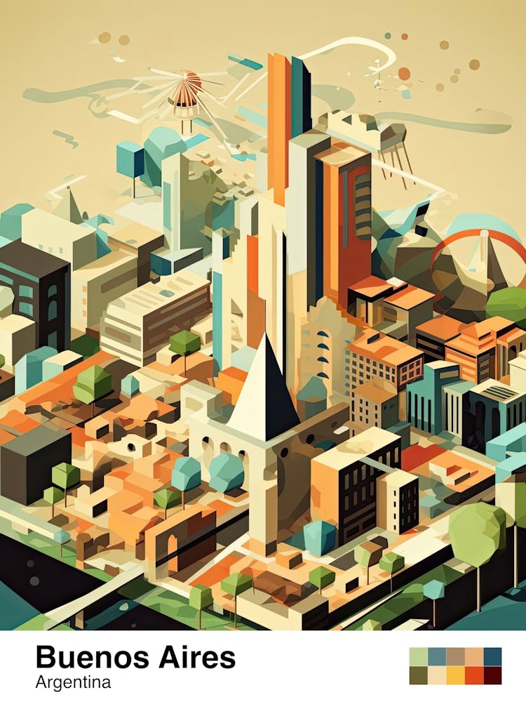 Buenos Aires, Argentina, Geometric Illustration 3 Poster