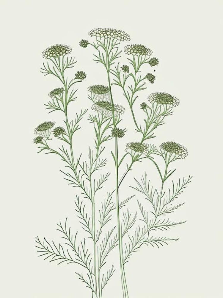 Camomile Herb William Morris Inspired Line Drawing 3