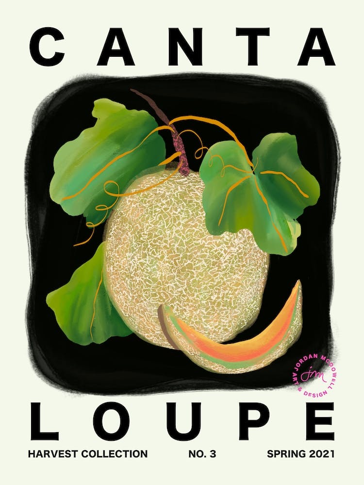 Cantaloupe Fruit Kitchen Typography