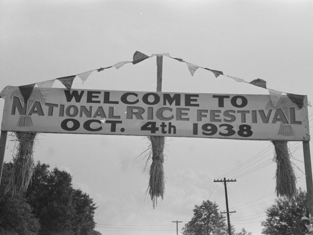 Untitled Photo, Possibly Related To Banner Of Welcome To National Rice Festival, Crowley, Louisiana By Russel