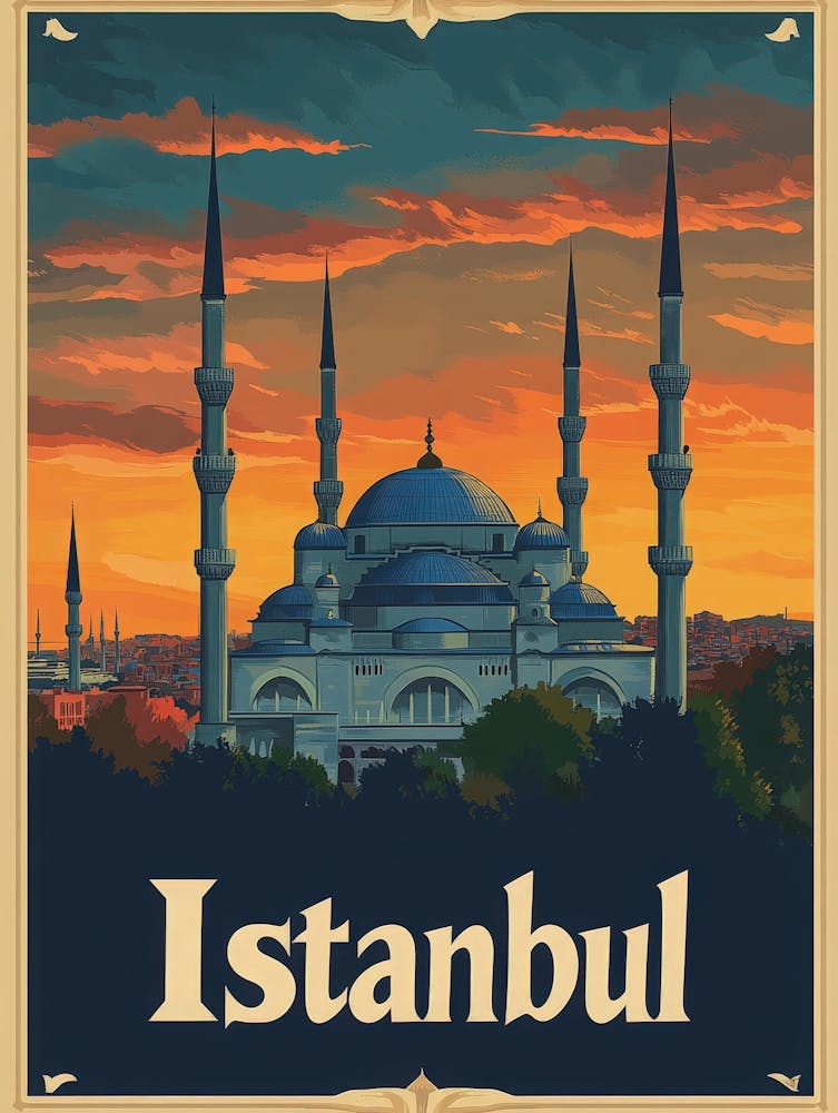 Aihrgdesign A Retro Travel Poster For Istanbul Featuring The 3