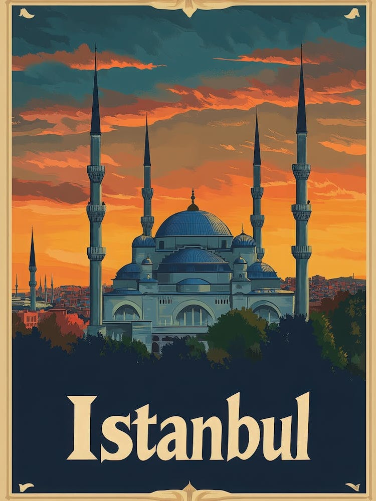 Aihrgdesign A Retro Travel Poster For Istanbul Featuring The 3