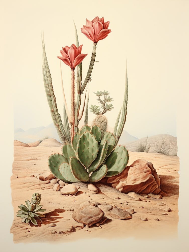 Vintage Cactus Illustration Carnegiea Gigantea 2