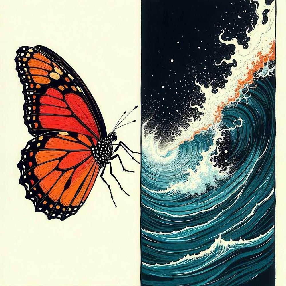 Butterfly And Wave