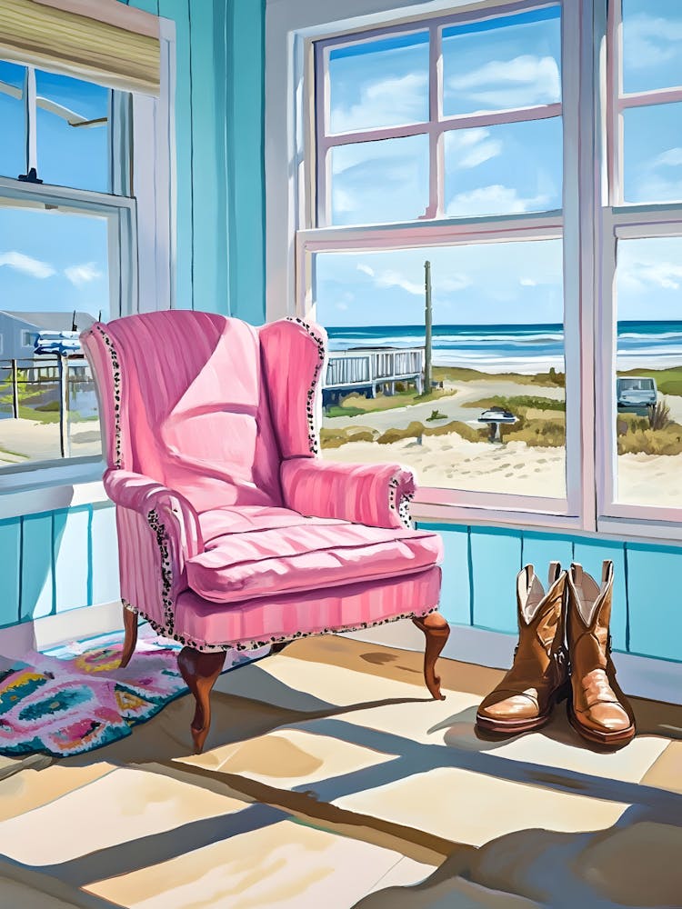 Rosa Stuhl Am Strand 1