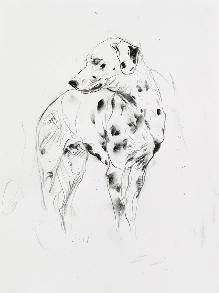 Dalmation Dog Charcoal Line 1