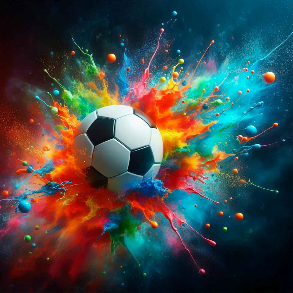 Soccer Ball With Colorful Splashes