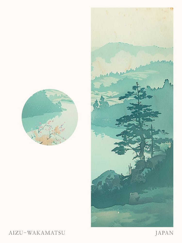 Aizu Wakamatsu Japan 2 Cut Out Travel Poster